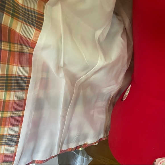 Vintage 1970s Orange Plaid Blazer By Prestige Of Boston Lightweight Lined Jacket - Picture 8 of 8